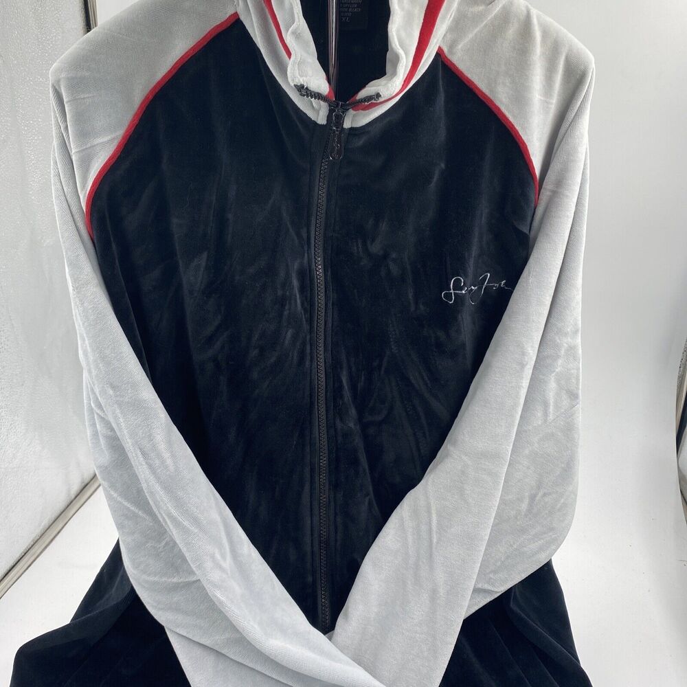 Sean John Velour Hoodie Mens 2XL XXL Black Full Zip Hop Hop Diddy Rap Y2K 2000's